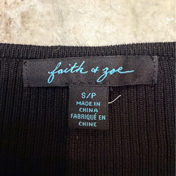 Faith and Zoe Black White Striped Cardigan Gold Buttons Small Preppy - Picture 4 of 9